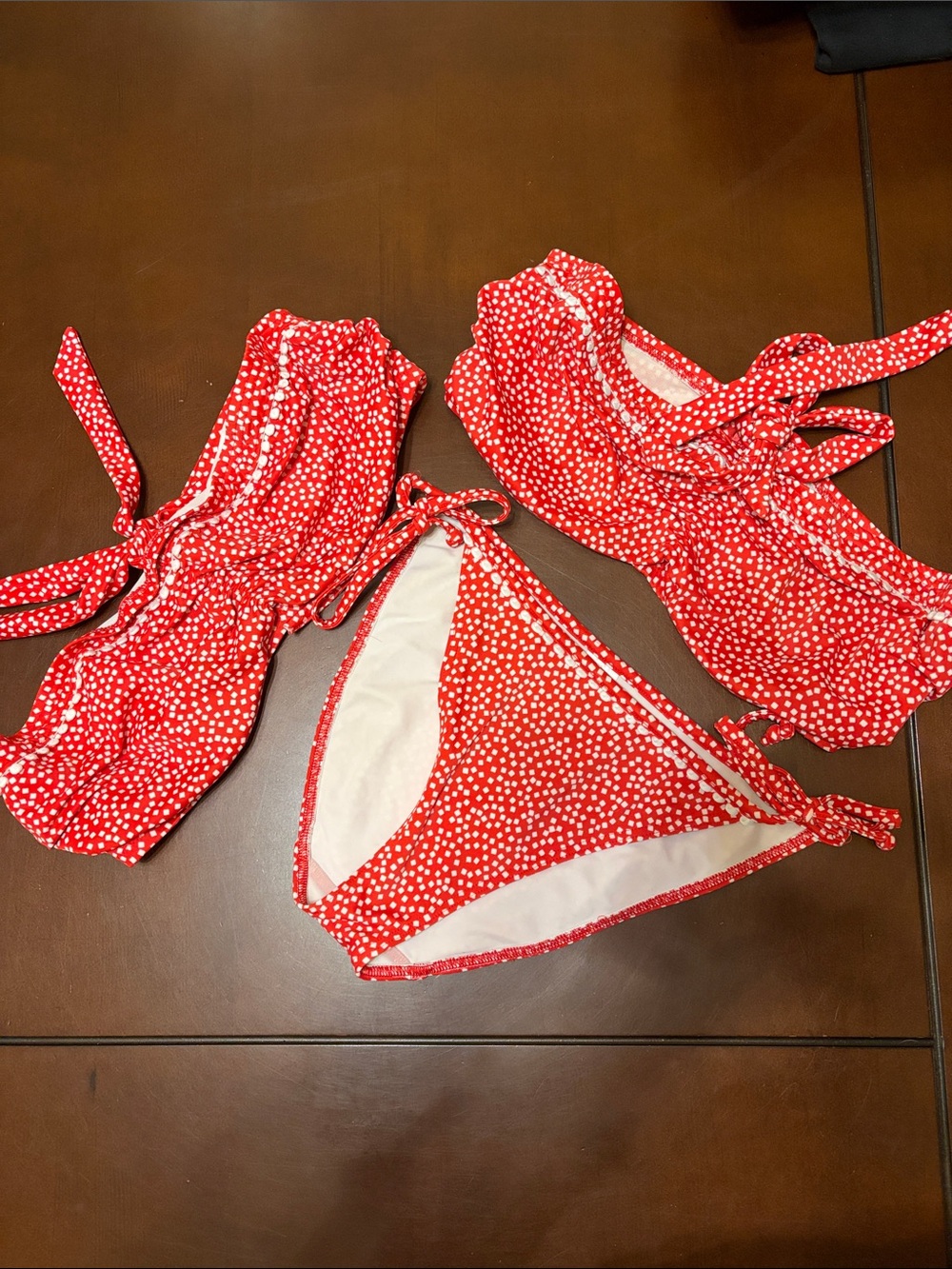 Freya Red and White Polka Dot 2 bandeau tops 34e34f/med bottom